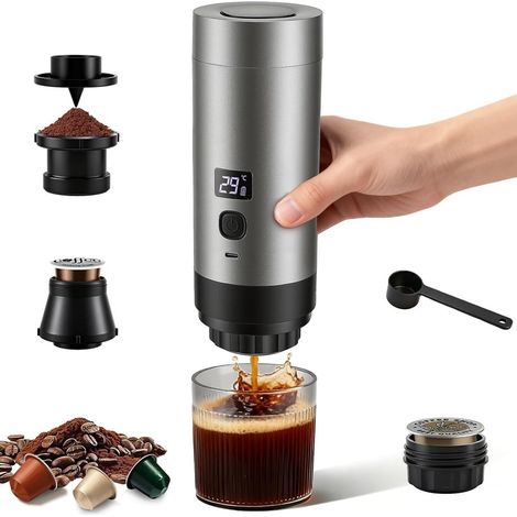 TrAdE Shop Traesio - Caffettiera Elettrica Macchina Caffè Portatile A Batteria Compatibile Con Capsule Macinato - (1/4)