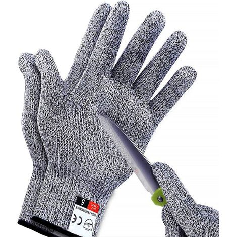 Gants de travail anti-coupures niveau 5 – Matériau nylon élastique – Pour cuisine, jardinage et menuiserie – Taille L (1/4)