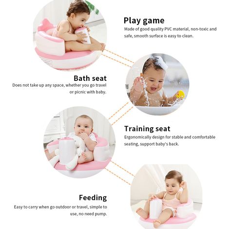 Chaise gonflable pour bébé, canapé Portable pour enfants, siège d'entraînement, poussette pour alimentation, douche, jeu de plage, PVC bleu (1/5)