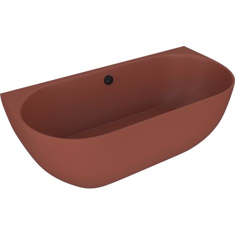 Baignoire murale PAGODA en fonte de marbre 170x85x58cm, marron mat (1/2)