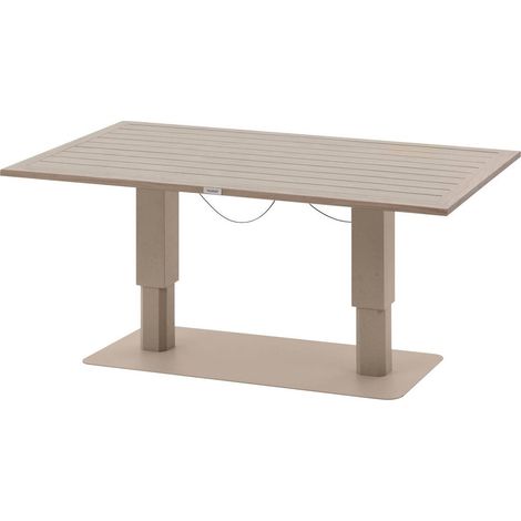Tavolo da giardino rettangolare sollevabile salimia in argilla e lino 150 x 80 x 69 cm in alluminio  - Hespéride