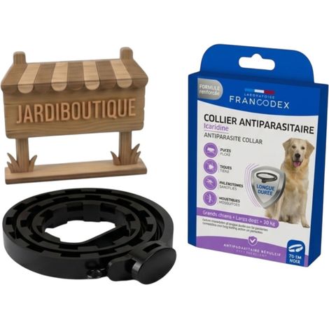 Collier antiparasitaire à l'Icaridine Francodex 70 cm - Noir pour grand plus de 30 kg Chien - Francodex