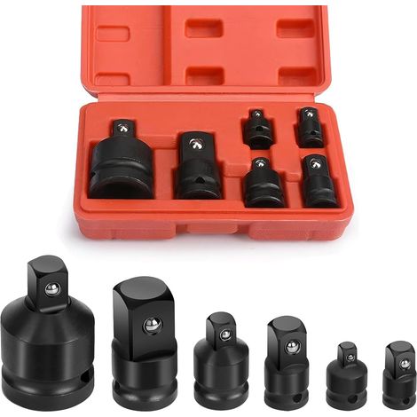 Kit d'adaptateurs pour douilles à impact, adaptateur pour clé à douille, jeu de 6 adaptateurs réducteurs pour douilles de conversion 1/4", 3/8", 1/2" et 3/4".