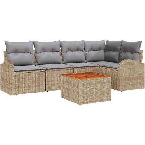 Maison Exclusive - Gartensofa-set 6 pcs Beige und Hellgrau Poly-R