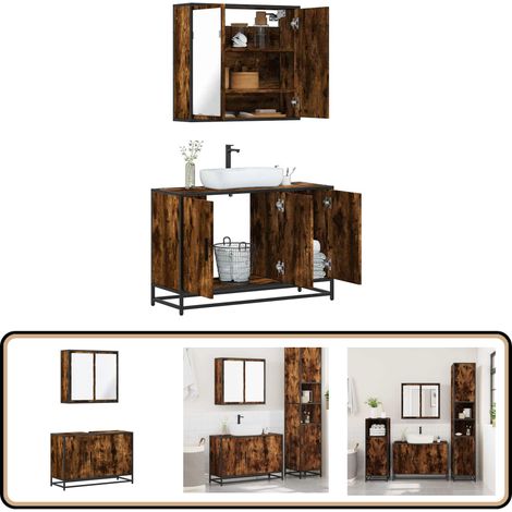 vidaXL Ensemble de meubles de salle de bain 2 pcs Chêne fumé