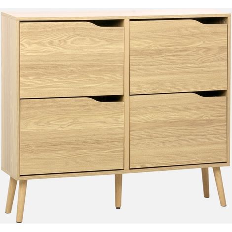Scarpiera con decoro effetto legno, 4 ante (1/5)