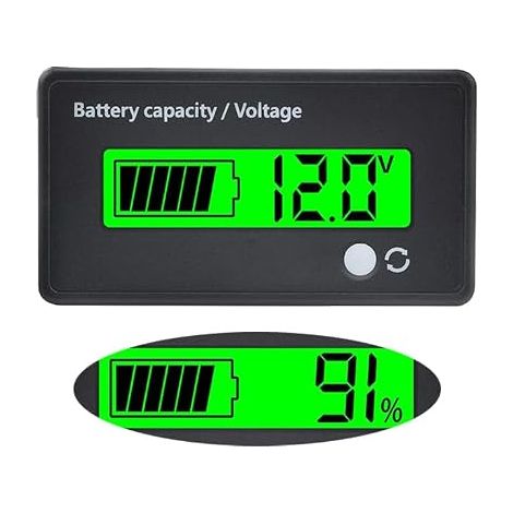 Battery Capacity Tension Metting with Alarm DC 12V 24V 36V 48V 60V 72V 84V Indicateur de testeur de batterie Afficher l'acide de plomb et l'indicateur de batterie au lithium (vert) (1/5)