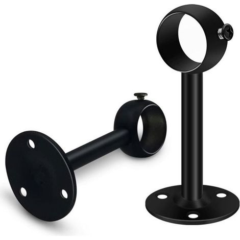 2 supports de tringle à rideau noirs robustes pour tringle de plafond, supports de tringle à rideau en acier inoxydable de 25 mm (1/4)