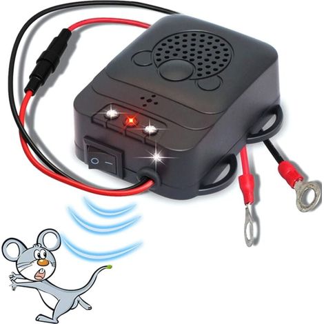 Répulsif Ultrason pour Voiture, Électronique Dissuasion Répulsif Anti-Fouine de Rat avec Lampes Stroboscopiques à Del pour Voiture, Grange, Cuisine