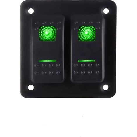 Panneau d'interrupteur à bascule à 2 gangs 12-24V LED verte universelle pour voiture Bus camion bateau balayeuse arroseur Yacht. (1/4)