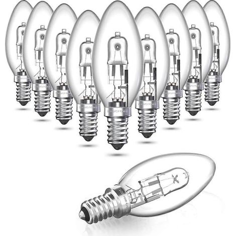 Lot de 10 ampoules halogènes 42 W E14, culot à vis, dimmables, blanc chaud 2700 K, 613 lumens (1/5)