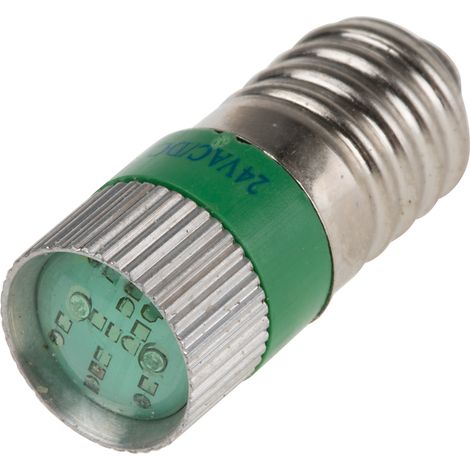 Voyant à LED Vert, culot E10, 24V c.c. ( Prix pour 1 )