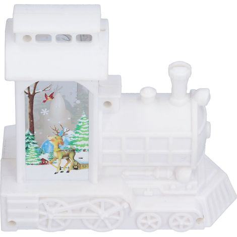 Train lumineux de Noël LED blanc cerf, petite veilleuse train décoratif avec batterie intégrée, cadeau créatif pour Noël anniversaire (1/5)