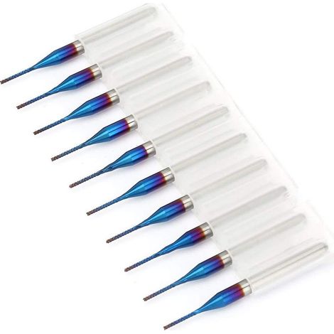 10pcs Blue Coated Tungsten Carbide Conical End Mills for SCM PCB Engraving Machine (0.8mm) (1/5)