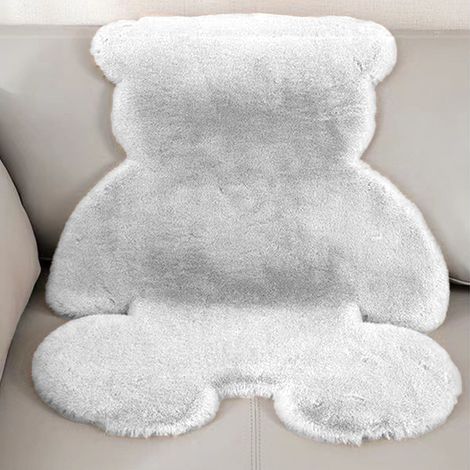 Tapis en fausse fourrure de lapin pour chambre d'enfant, canapé, salon, baie vitrée, tapis ours en fausse fourrure de lapin, blanc, 45 x 60 cm (1/5)