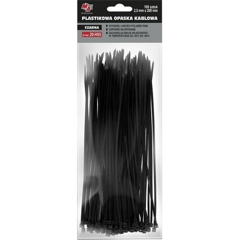 011798 MA Attache-câble professionnelle en plastique noir 2,5 mm x 200 (100 pièces)