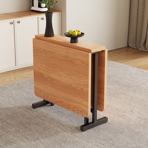 Table à manger moderne extensible 120x80 cm en bois naturel, design épuré et pliable, rangement facile, piètement en alliage robuste, style scandinave minimaliste