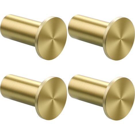 Wandhaken – 4er-Set – Goldfarbener Edelstahl – Stabile Schraubbefestigung – Bad/Küche – Durchmesser 45 mm (1/5)