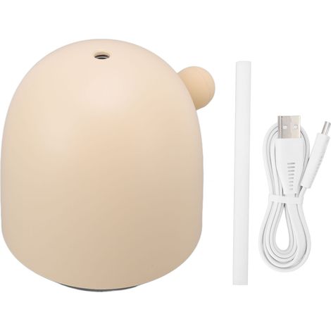 Humidificateur d'air USB portable 450ml forme queue mobile, lumière LED ambiante jaune pour chambre à coucher maison. (1/5)