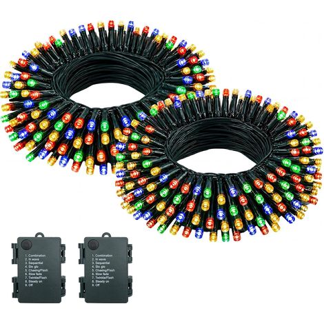 10 m lange Lichterkette mit 100 LEDs, batteriebetrieben, für drinnen und draußen, Weihnachtsbaum-Lichterkette mit 8 Modi, Timer, IP44 wasserdicht, Weihnachtsbeleuchtung für Schlafzimmer, Hochzeiten, 2 (1/5)