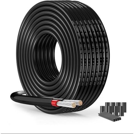 Fil Électrique 24 AWG 2 Conducteurs 15M Câble Basse Tension 5V/12V/24V/300V Cuivre Étamé PVC Souple Bandes LED Jardin (1/5)