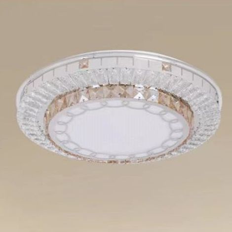 TrAdE Shop Traesio - Plafoniera Soffitto 45w ø40cm Led Design A Strati Cristalli Catena Luce Fredda 03531 - (1/3)