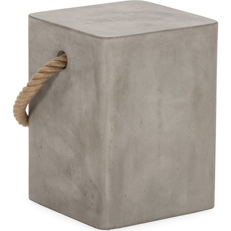 Tabouret design corde et ciment naturel esprit contemporain - gris ciment naturel et corde beige (1/4)