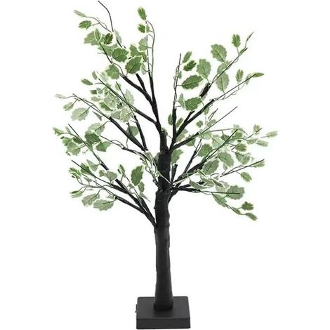 Lampe de chevet LED en forme d'arbre à feuilles vertes - Noir (1/4)