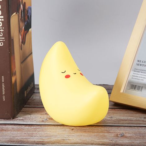 Gelbe Silikon-LED-Nachtlampe in niedlicher Mondform für Kinderzimmer/Schlafzimmer (1/5)