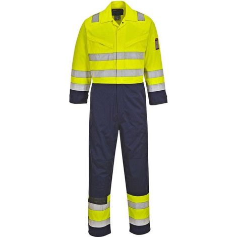 Combinaison de travail Haute visibilité multirisques Portwest Modaflame Jaune / Marine 5XL. (1/2)