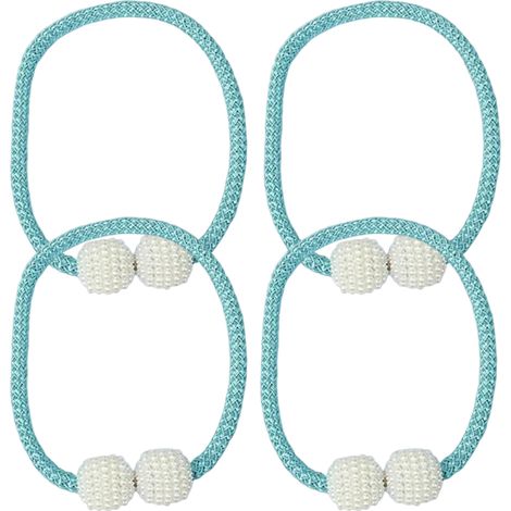 Embrasse Pour Rideau - Magnétique Avec Boule - Pour Décoration De Fenêtre - Bleu - 4 Pièces (1/5)
