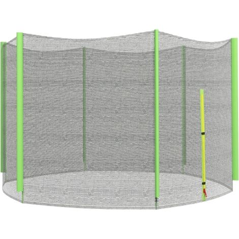 10ft Trampoline Net Replacement with 6 Plastic Pole Covers, Weather-Resistant Trampoline Netting Replacement with Zipped Entrance, Poles Not Included, Green