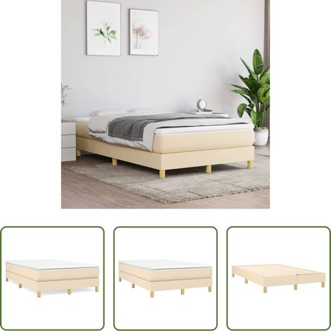 Boxspringbett - Boxspringbettgestell Creme 120x200 cm Stoff (1/5)