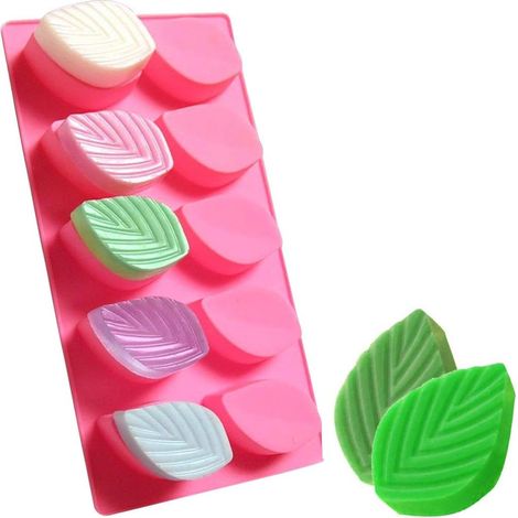Moule à savon en silicone EPRHAY en forme de feuille, idéal pour bonbons et chocolat. (1/5)