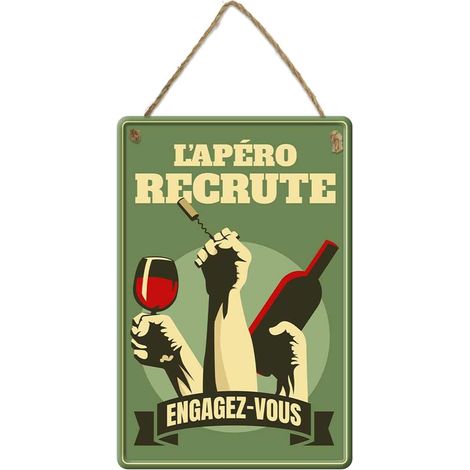 Plaque métallique décorative l'apéro recrute (1/3)