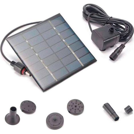 Pompe à eau solaire pour fontaine - 7 V, 1,2 W, 180 l/h. Fontaine solaire carrée avec bain d'oiseaux, idéale pour piscine extérieure, jardin ou terrasse avec vue sur l'eau. (1/4)