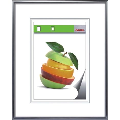 Cadre photo en plastique "Sevilla" Argent Mat taille du Cadre de 21 x 29,7 cm DIN 4 avec bordure de 9 mm x 17 mm, pour une photo de 15 x 20 cm, verre en polystyrène Argent Mat (1/2)
