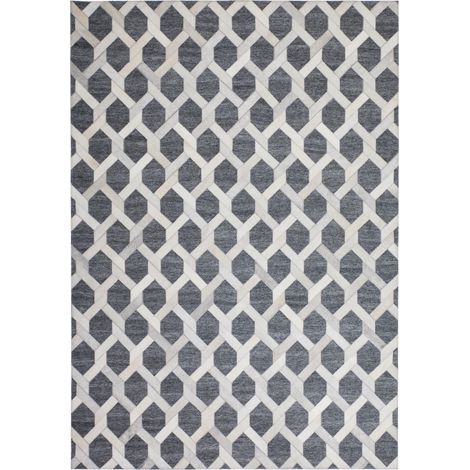 Tappeto Hybrid in viscosa e pelle grigio 80x150 cm (1/4)