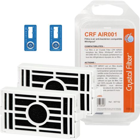 Filtre à air Antibactérien CRF AIR001 pour frigo Whirlpool compatible ANT001 - Pack de 2 (1/4)