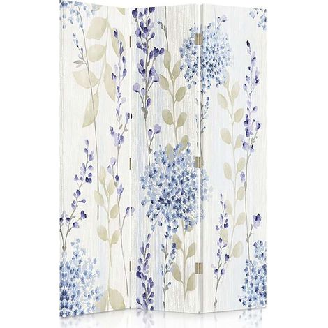 Paravent Floraux Décoratif pour Intérieur Élégant et Moderne - 110 x 180 cm - 1 face déco, 1 face noir