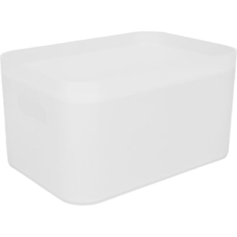 Grand boîte de rangement blanche pour cosmétiques de bureau, organiseur maquillage salon de beauté, grand espace blanc (1/5)