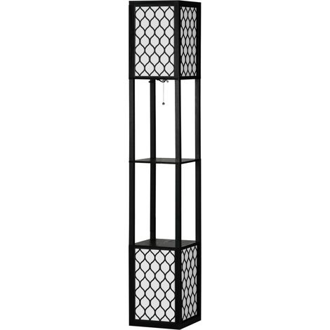 Lampa a piedistallo con mensole, 40 W, E27, nera, HOMVRA (1/5)