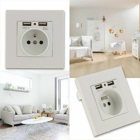Prise Electrique Murale avec Double USB - Chargeur pour iPhone/Android prise française,Dolaso (1/3)