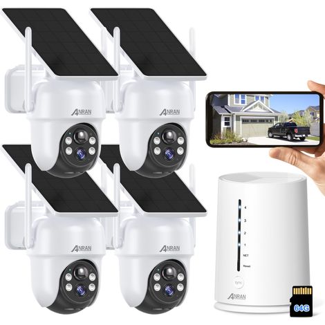 ANRAN Kit de Cámaras de vigilancia exterior inalámbricas 4MP con 4 cámaras a batería solares, Estación base Plug and Play, Tarjeta SD 64GB (1/5)