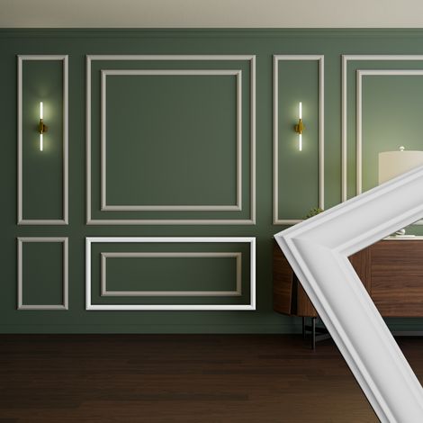 HEXIM Stuckleisten Wandrahmen-Sets HDPS Weiß - verschiedene Größen für Wand Decke Spiegel Bilderrahmen (D - 140 x 60 cm, 40 x 20 mm - RM 18) (1/5)