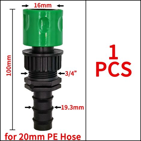(KIT002-20mm) Raccord rapide 3/4'' à embout cannelé européen pour tuyau d'arrosage goutte à goutte en PE de 16 mm ou 20 mm (1/5)