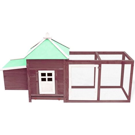 Poulailler Cocotte avec nichoir Moka 190x72x102 cm Bois de sapin massif CFW68957 (1/5)