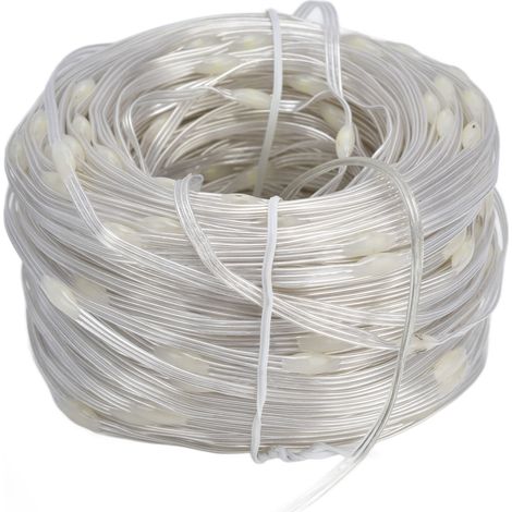 Guirlande lumineuse LED en fil de cuivre de 50 m (164 pi), 400 LED, basse tension, étanche et sécurisée, pour décoration de jardin, fêtes et Noël. Prise américaine 100-240 V, lumière blanche. (1/5)