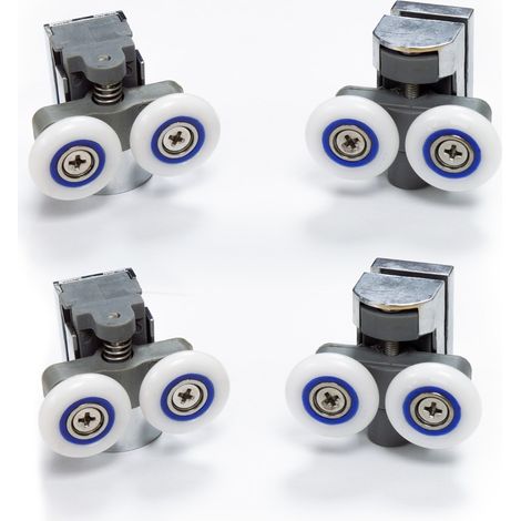 4 Shower Door Wheels 23mm Twin Top and Bottom Roller Runners Chrome