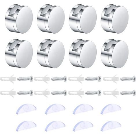 8 Sets Bains Pince de Verre, Fixation Miroir Supports, Miroir Clips Verre en Alliage Zinc pour Miroir Murale, Etagere Murale en Verre (1/5)